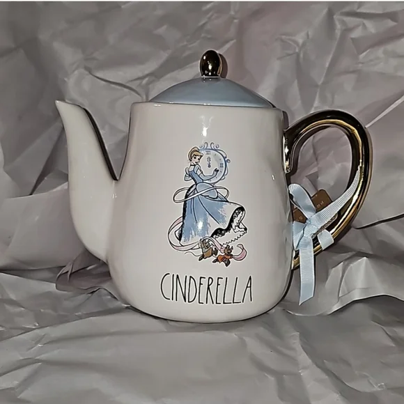 Rae Dunn Disney Cinderella Teapot Blue Lid with Gold Handle - Picture 1 of 9